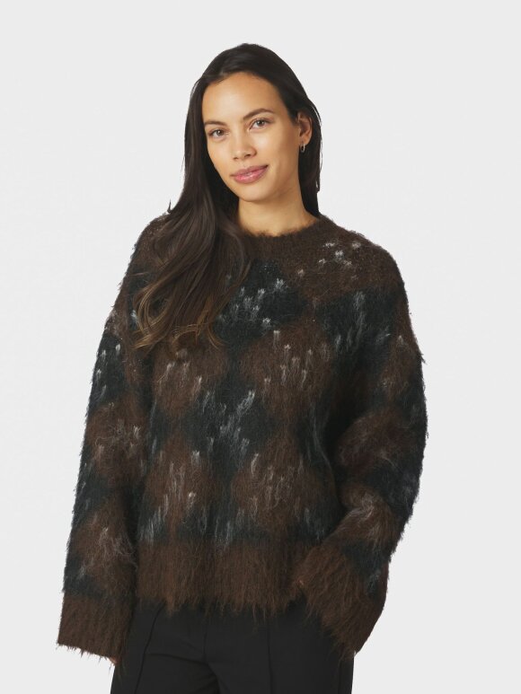 Neo Noir - Roeme check Fluffy blouse