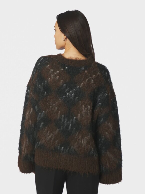 Neo Noir - Roeme check Fluffy blouse