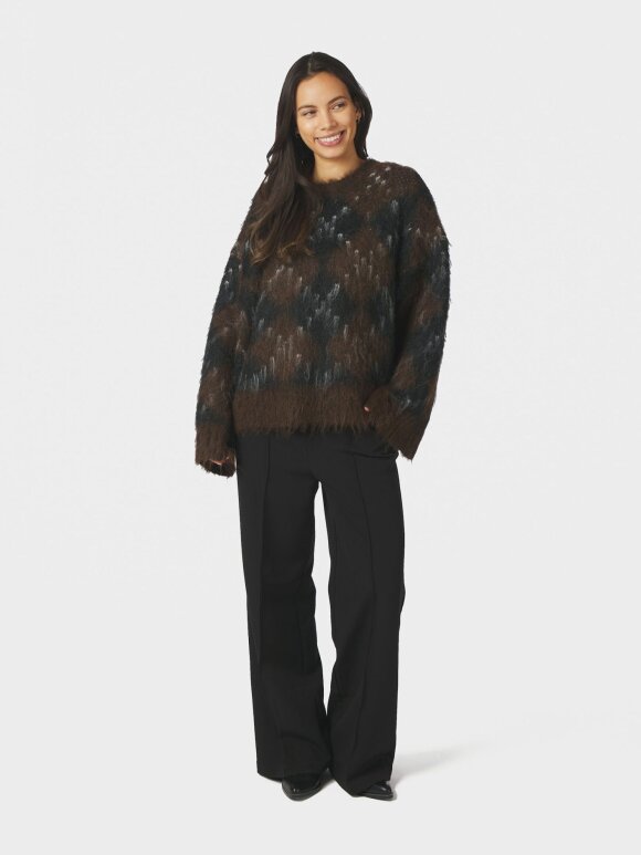 Neo Noir - Roeme check Fluffy blouse
