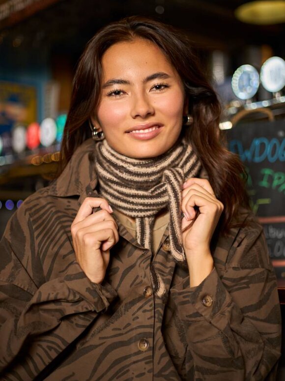 Black Colour - BCDell Mini Stripe Scarf Coffe