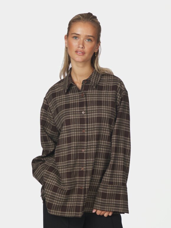 Neo Noir - Dita Flannel Check Shirt Brown