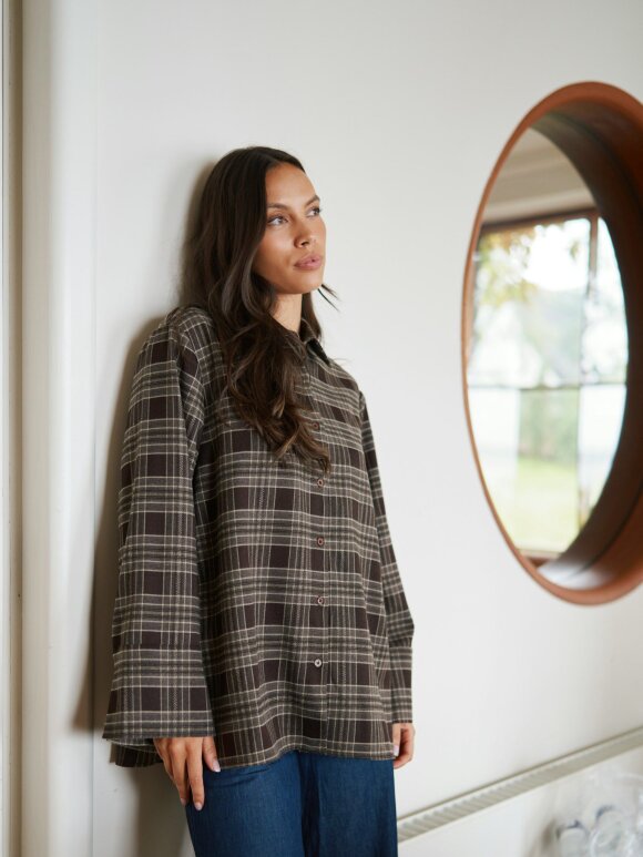 Neo Noir - Dita Flannel Check Shirt Brown
