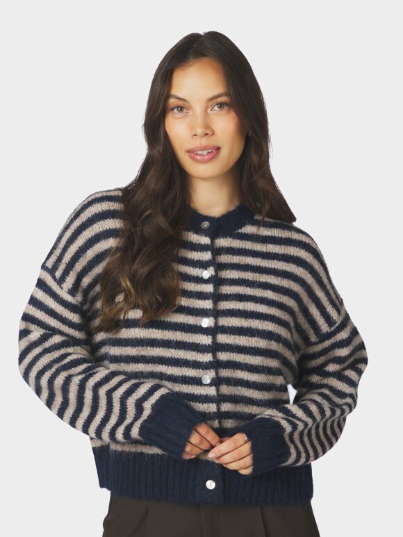 Neo Noir - Isana Stripe Fluffy Knit Cardi