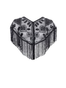 Black Colour - BCFanya Sequin Fringle cape