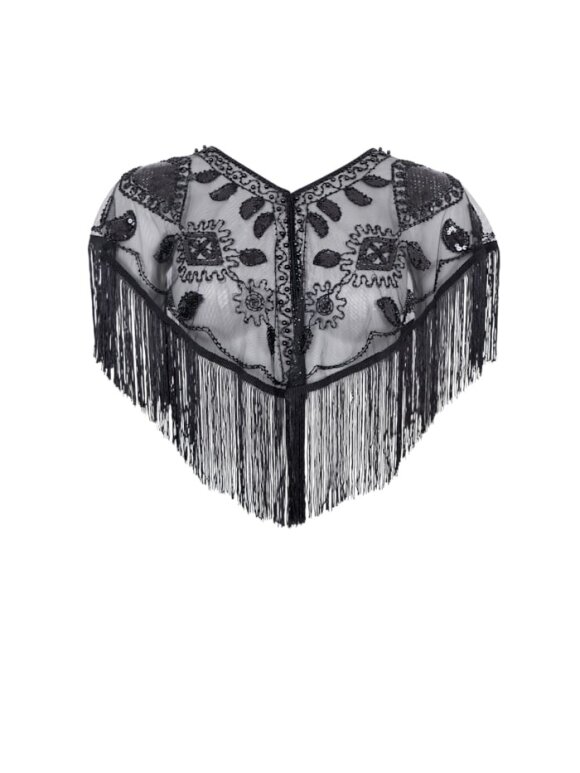Black Colour - BCFanya Sequin Fringle cape