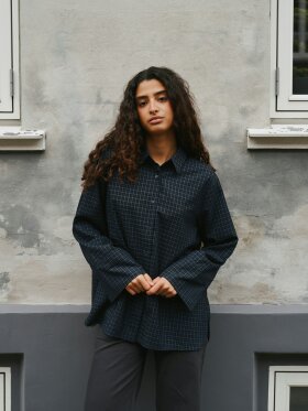 Neo Noir - Dita Check Shirt Dark Blue Neo Noir - Dita Check Shirt Dark Blue