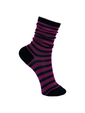 Black Colour - Street stripe sock Fuchsia
