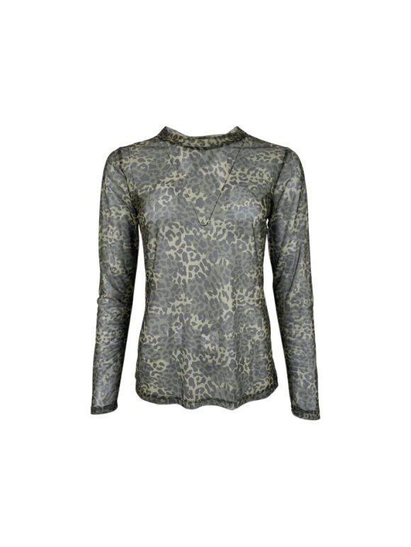 Black Colour - Florence mesh blouse army leo