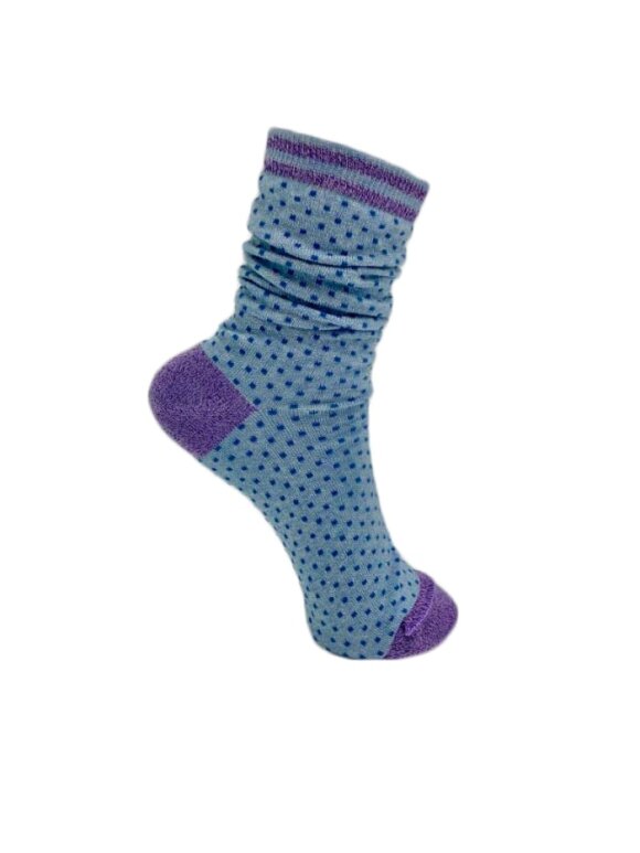 Black Colour - Lolly dot sock Light Blue