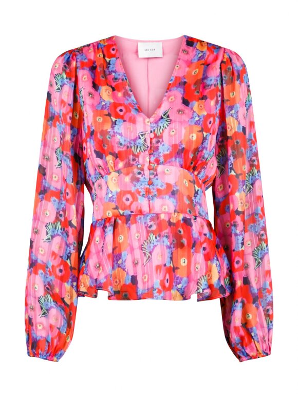 Neo Noir - Meryl flower blouse pink