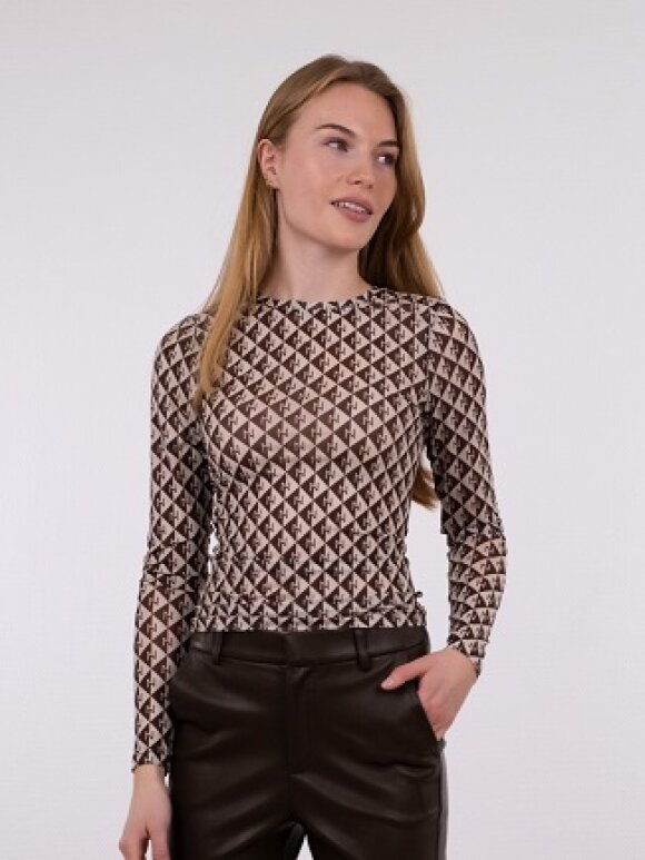 Neo Noir - Ella logo mesh blouse mocca