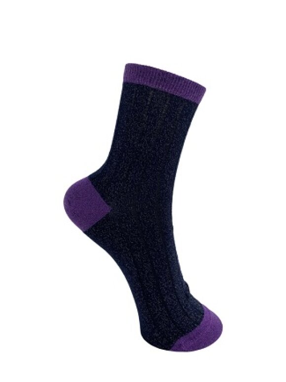 Black Colour - Lake glitter sock/ Navy
